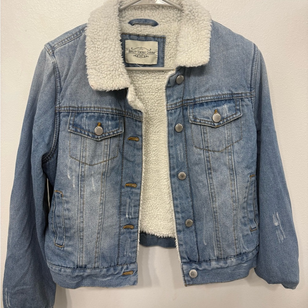 Women's Blue Denim Sherpa-Lined Jean Jacket
